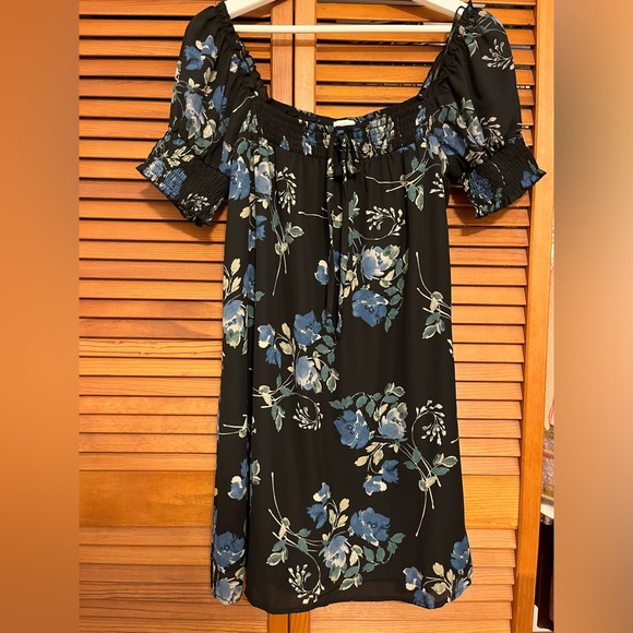 Francesca’s Blue Rain Navy Blue Floral Dress - Picture 1 of 5